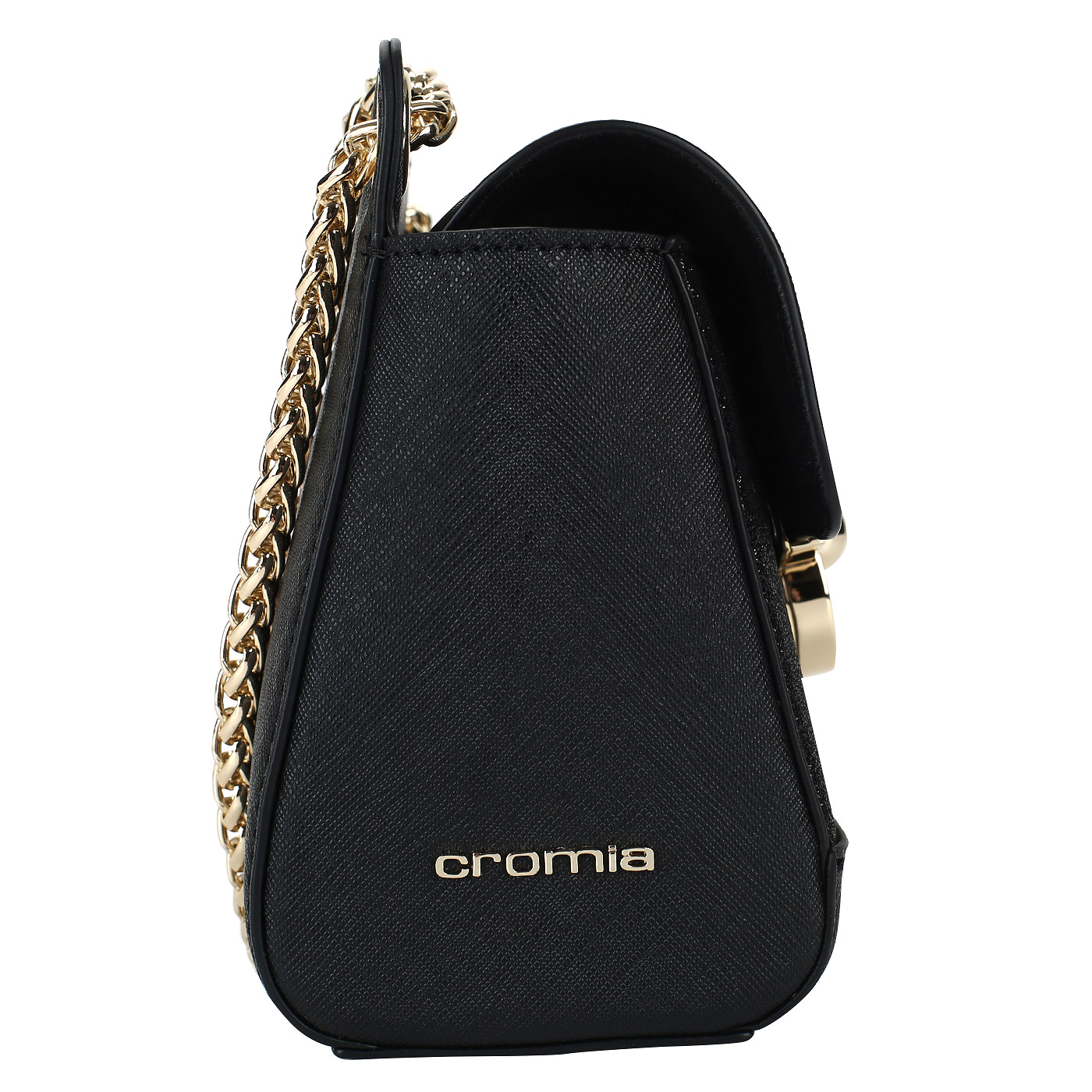 Черная сафьяновая сумочка с плечевой цепочкой Cromia Caribe