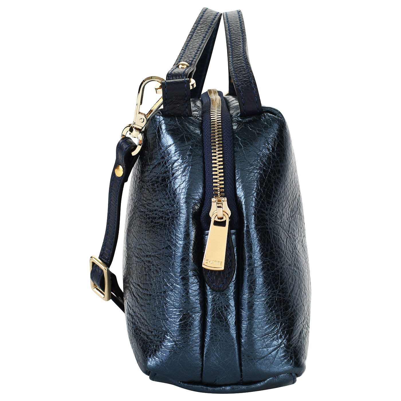 Синяя кожаная сумочка с плечевым ремешком Chatte Aurora shine
