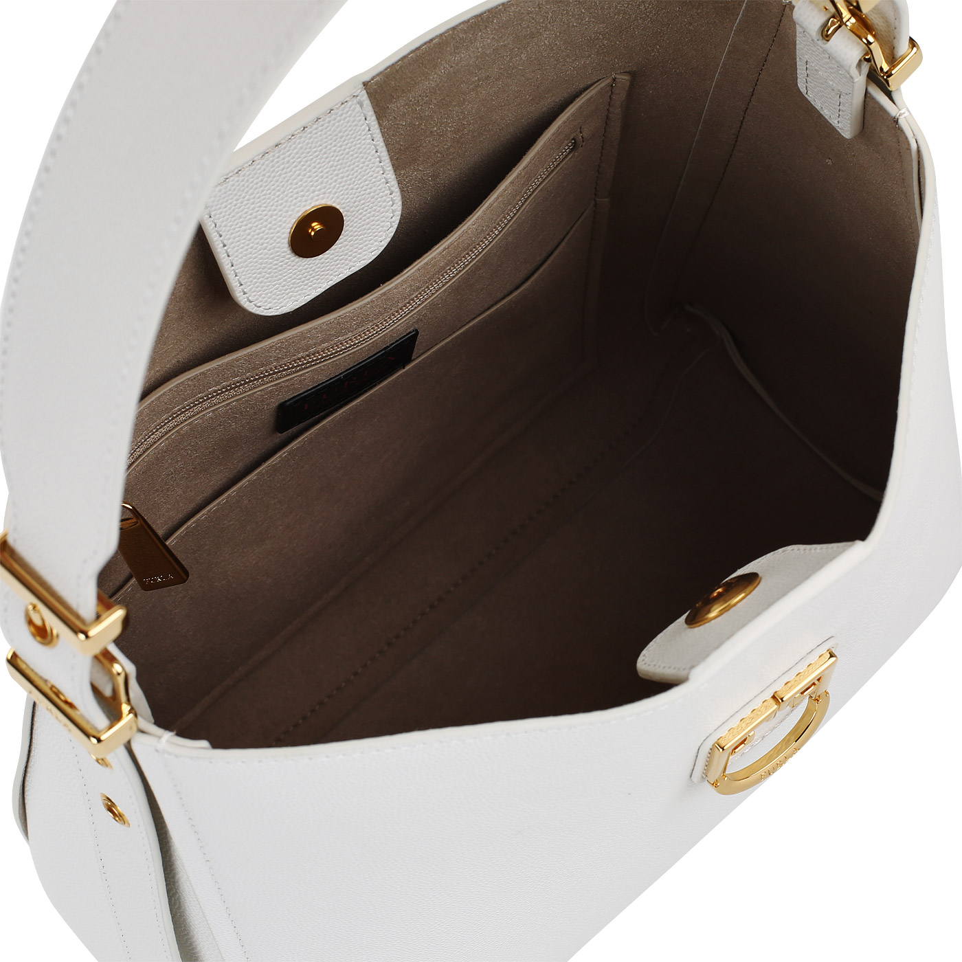 Белая кожаная сумка Furla Belvedere