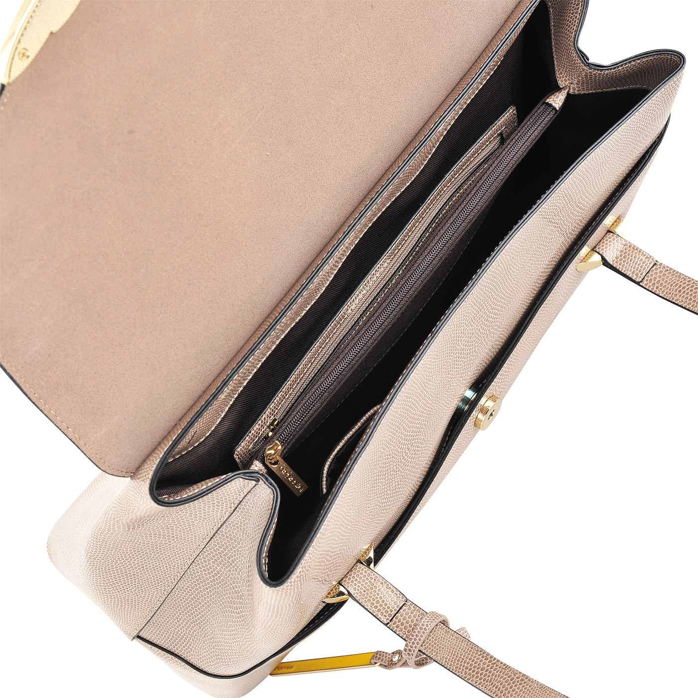 Вместительная бежевая сумка с выделкой под кожу рептилии Cromia Starlight