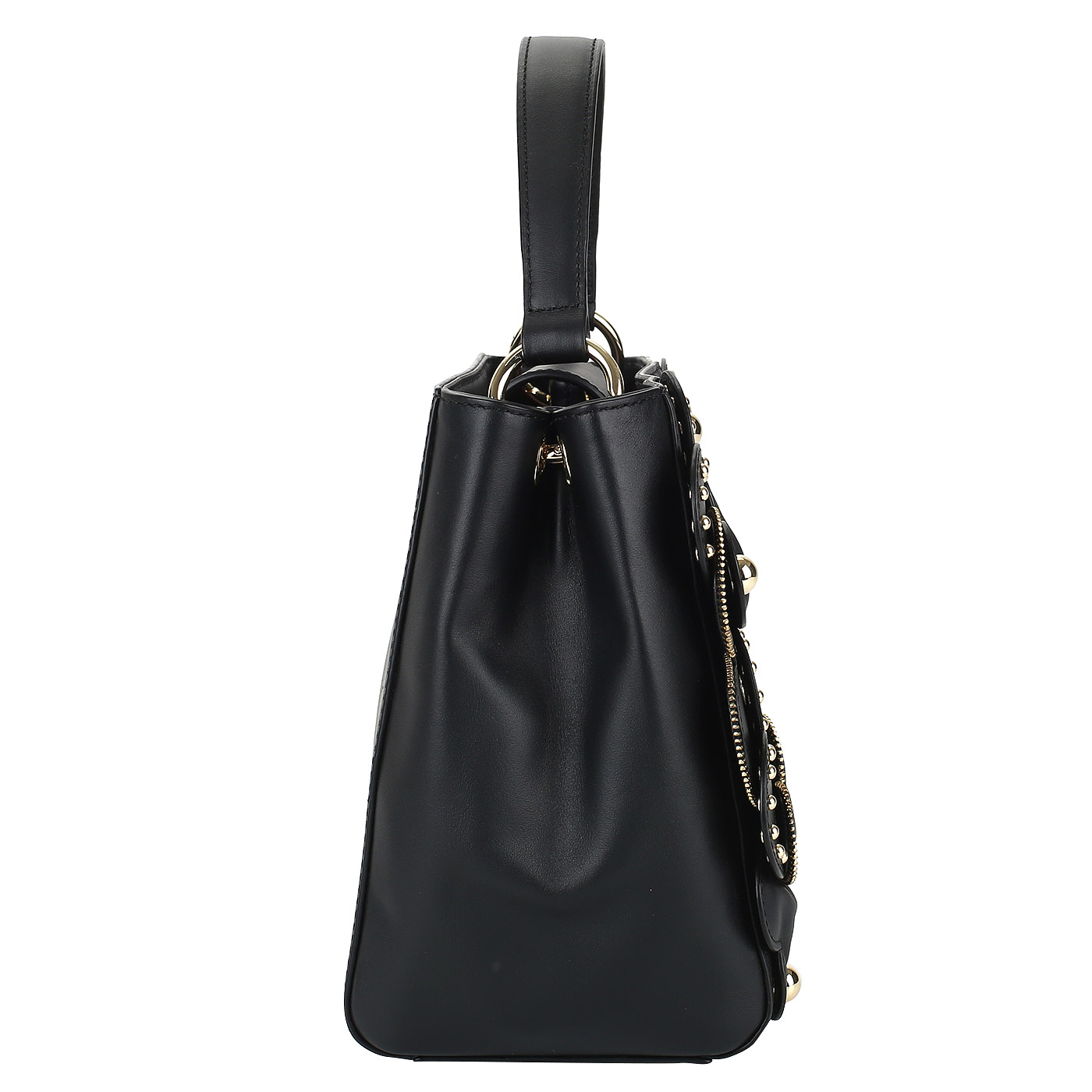 Женская сумочка из черной натуральной кожи Love Moschino Heart Rouge
