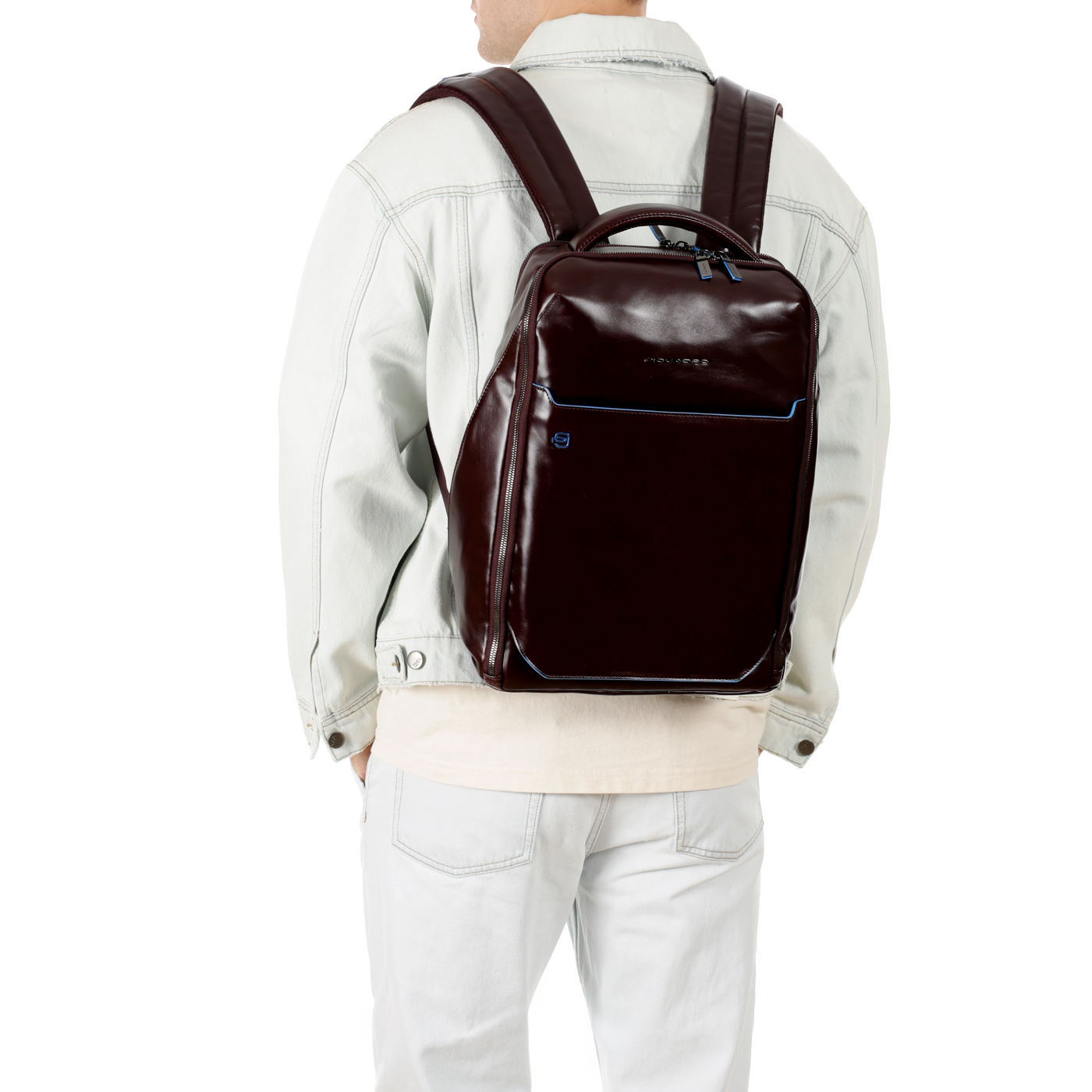 Кожаный рюкзак Piquadro Blue square