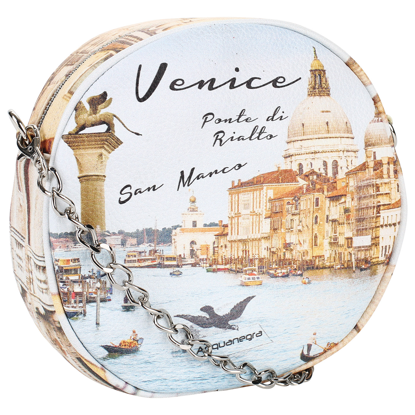 Круглая кожаная сумочка со съемной цепочкой Acquanegra Venice
