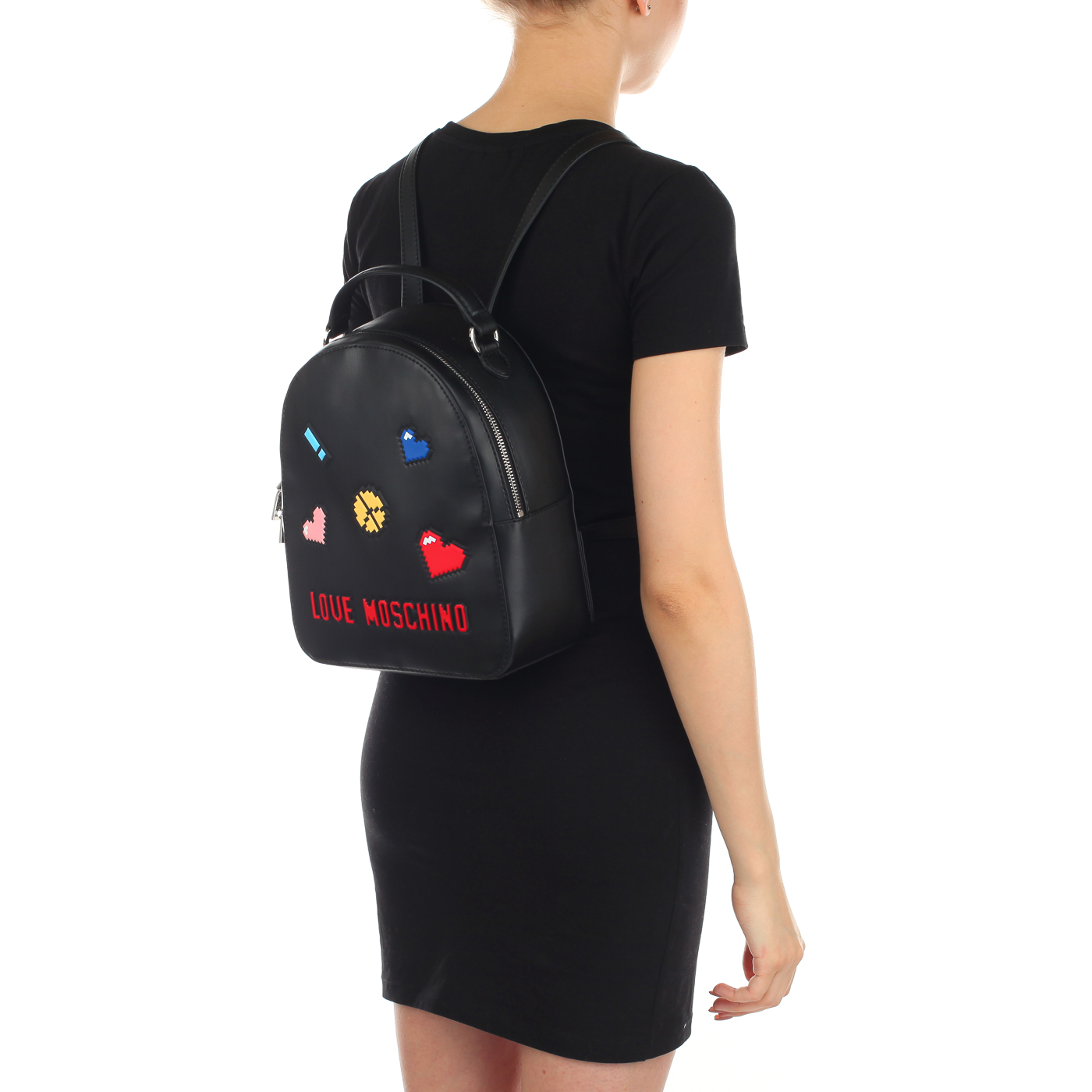 Женский рюкзак на двойной молнии Love Moschino Love Pixel