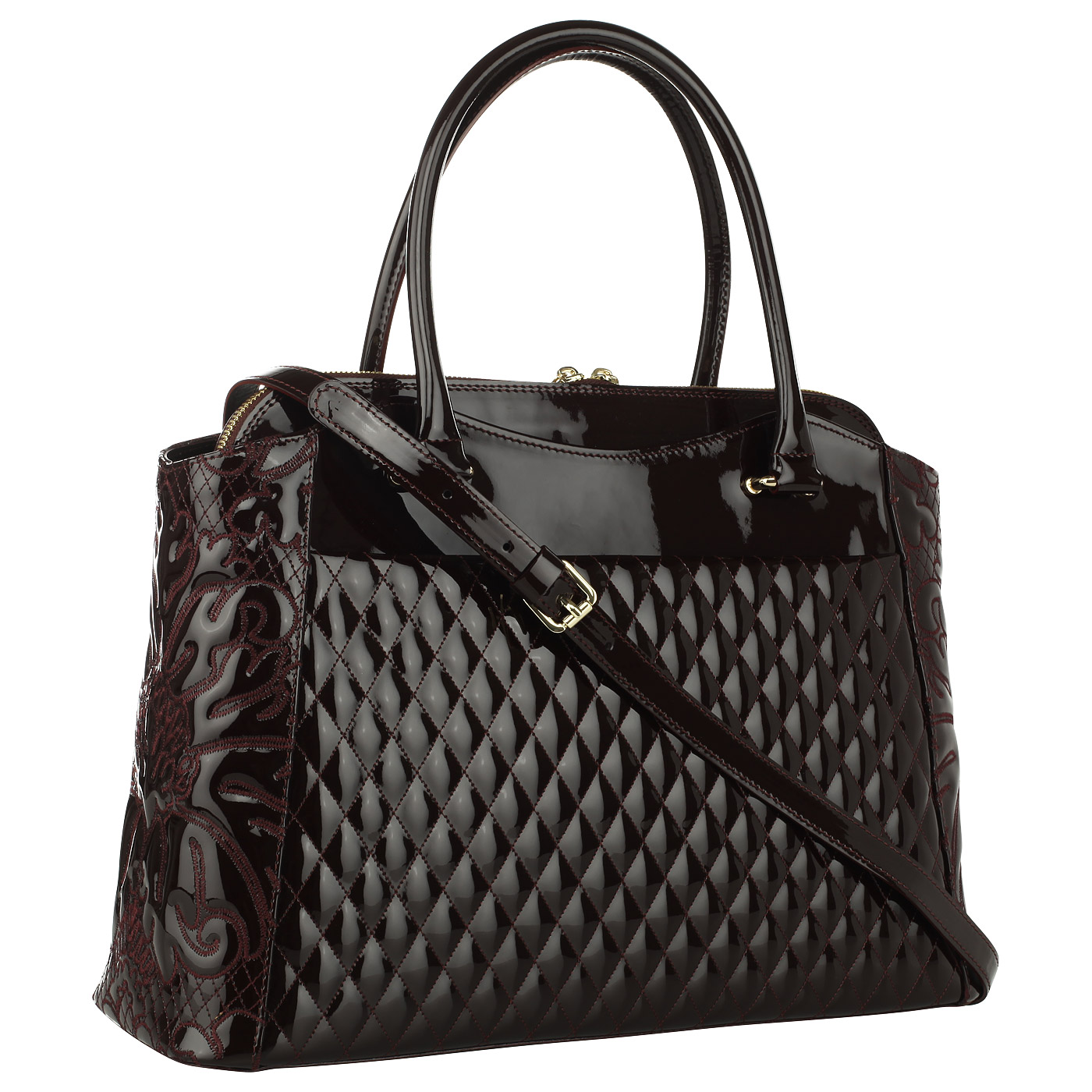 Бордовая сумка с вышивкой Valentino Orlandi Soraya