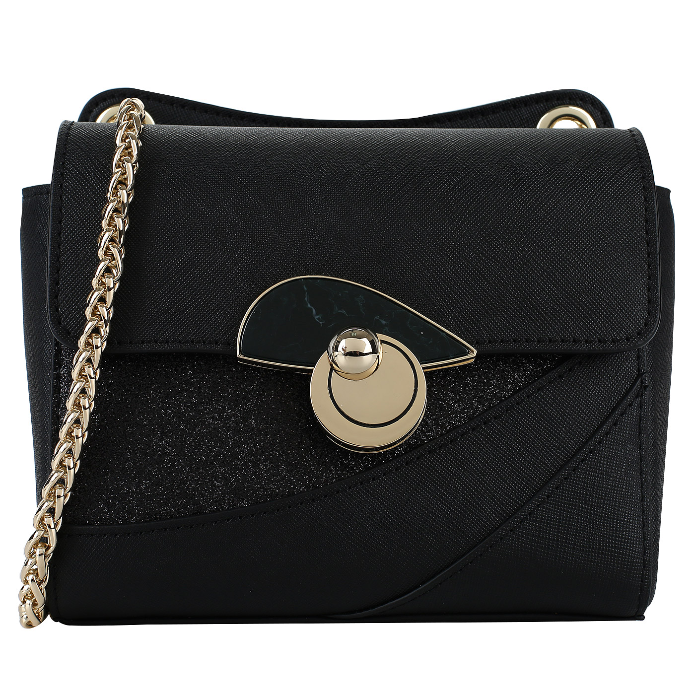 Cromia Черная сафьяновая сумочка с плечевой цепочкой