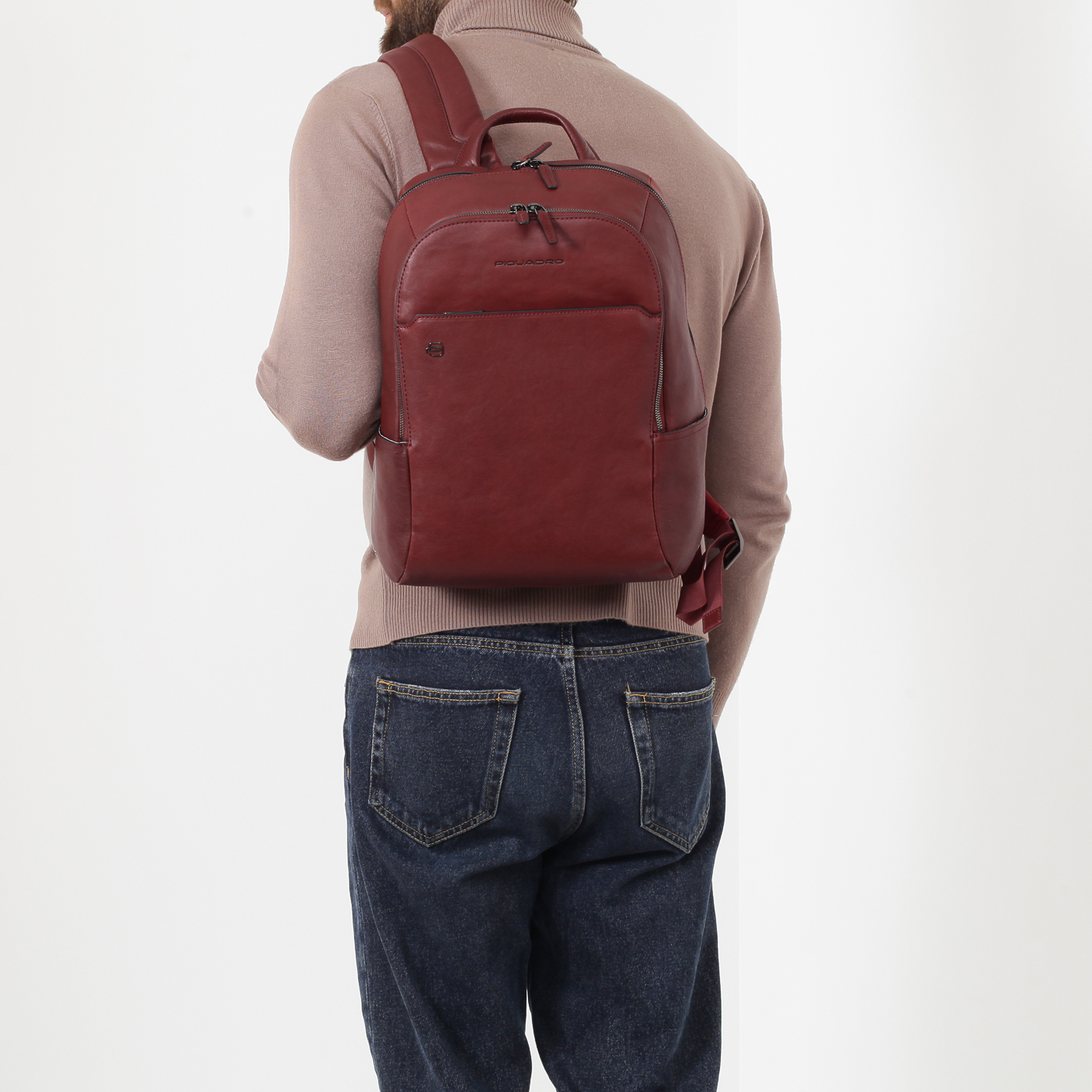Красный кожаный рюкзак Piquadro Black square