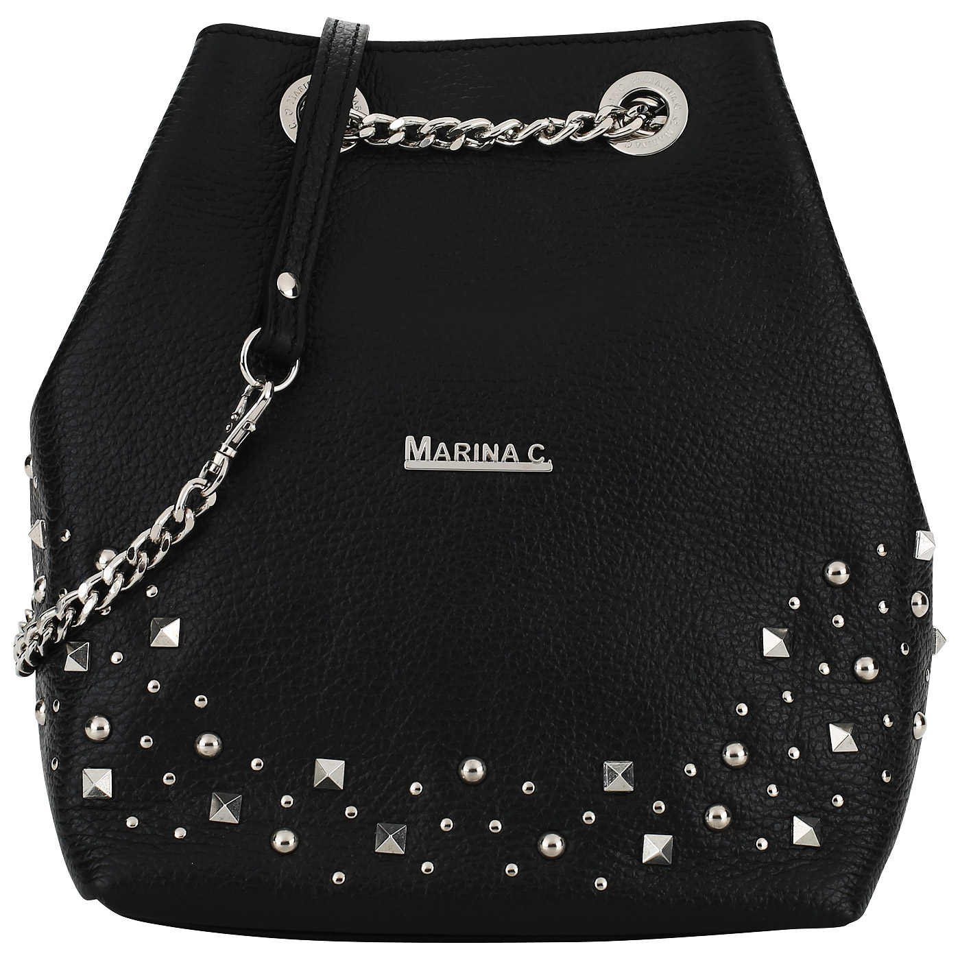 Marina Creazioni Черная сумочка-торба с декором