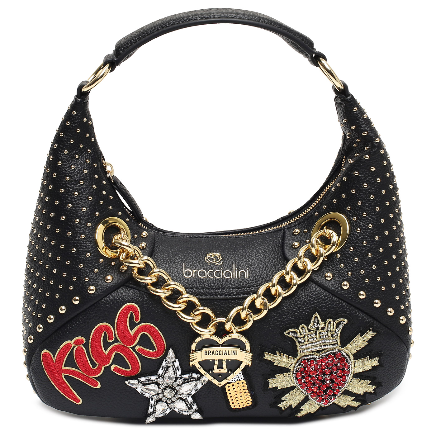 Braccialini Сумка с клепками и вышивкой
